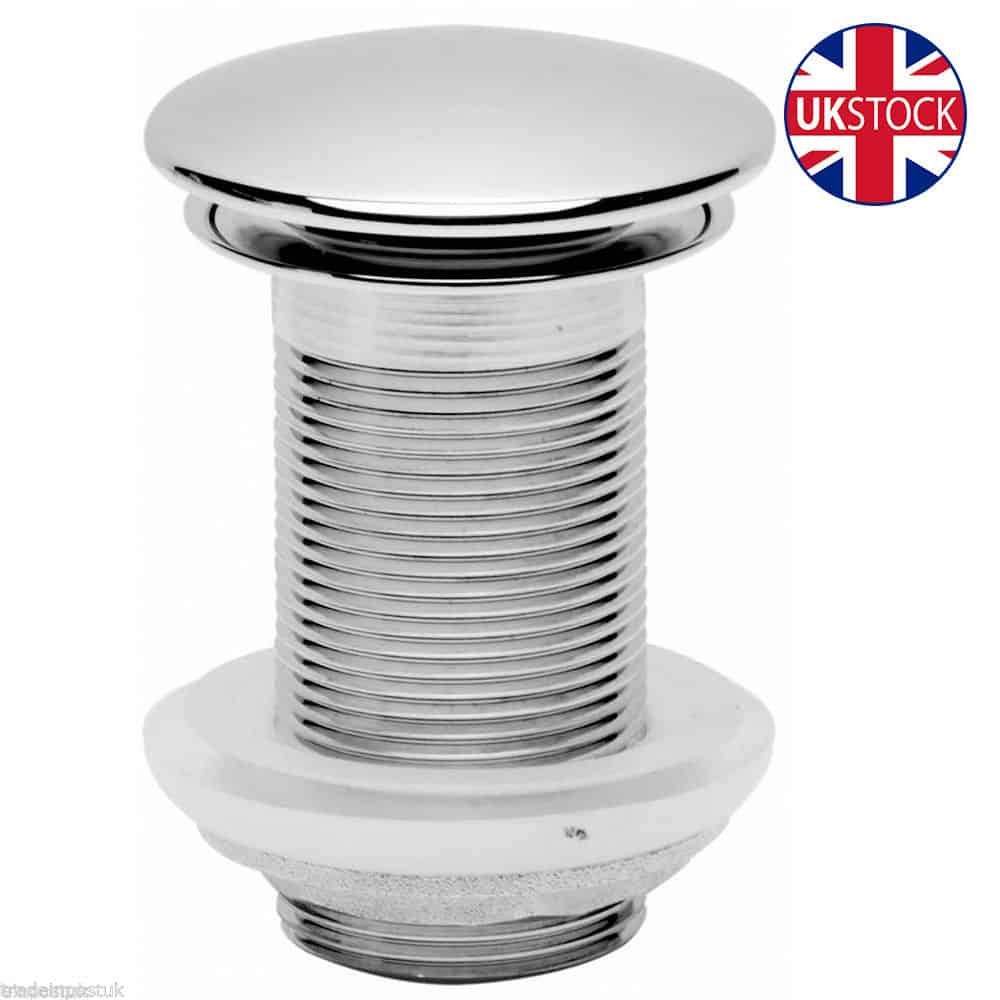 BATHROOM BASIN SINK WASTE FULL COVER CLICKER UN-SLOTTED - CHROME - (W91)-0