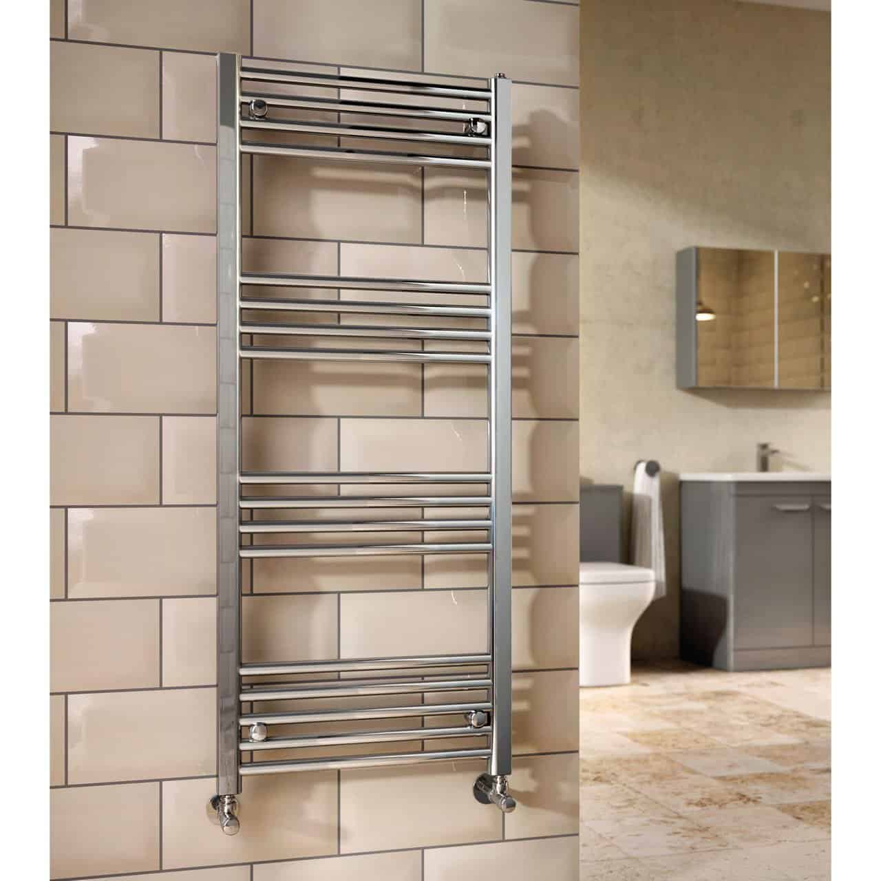 1000mm (H) x 500mm (W) - Vertical Straight - 22mm - Chrome - Bathroom Towel Rail - (Clifton Rail) -(1.0m x 0.5m)