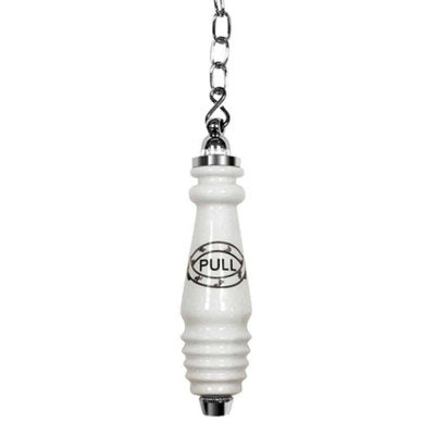 Traditional Ceramic & Chrome Toilet Chain Flush Pull for High Level Cisterns