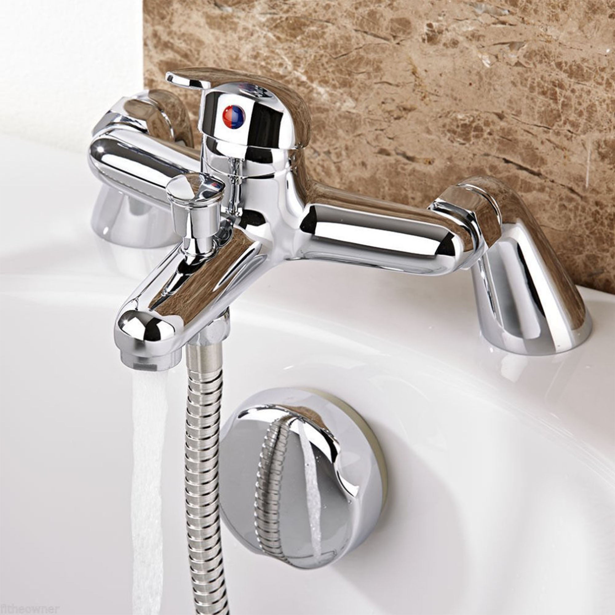 Chrome Bath Shower Mixer & Basin Sink Mixer Tap Set Modern Bathroom Set