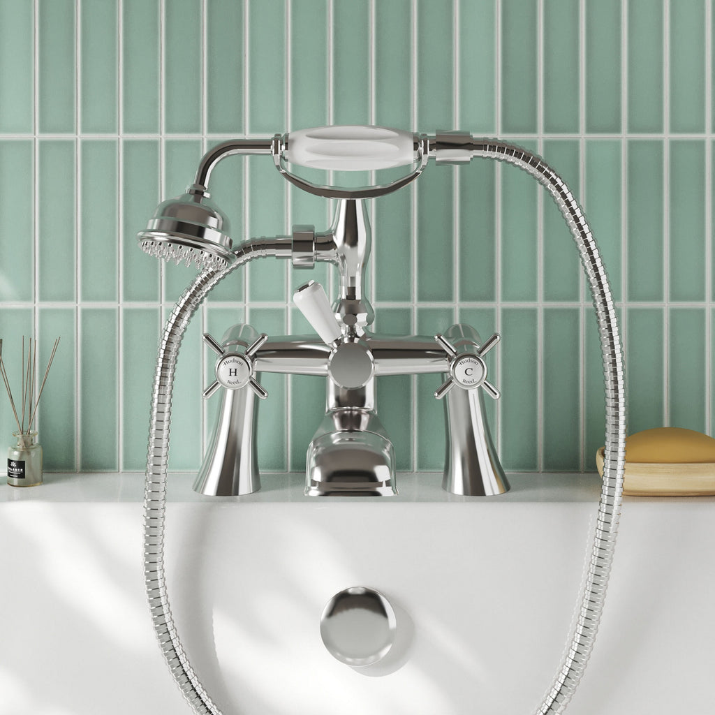 Montane Traditional Chrome 1/2 Bath Shower Mixer Crosshead 2 Hole 115mm