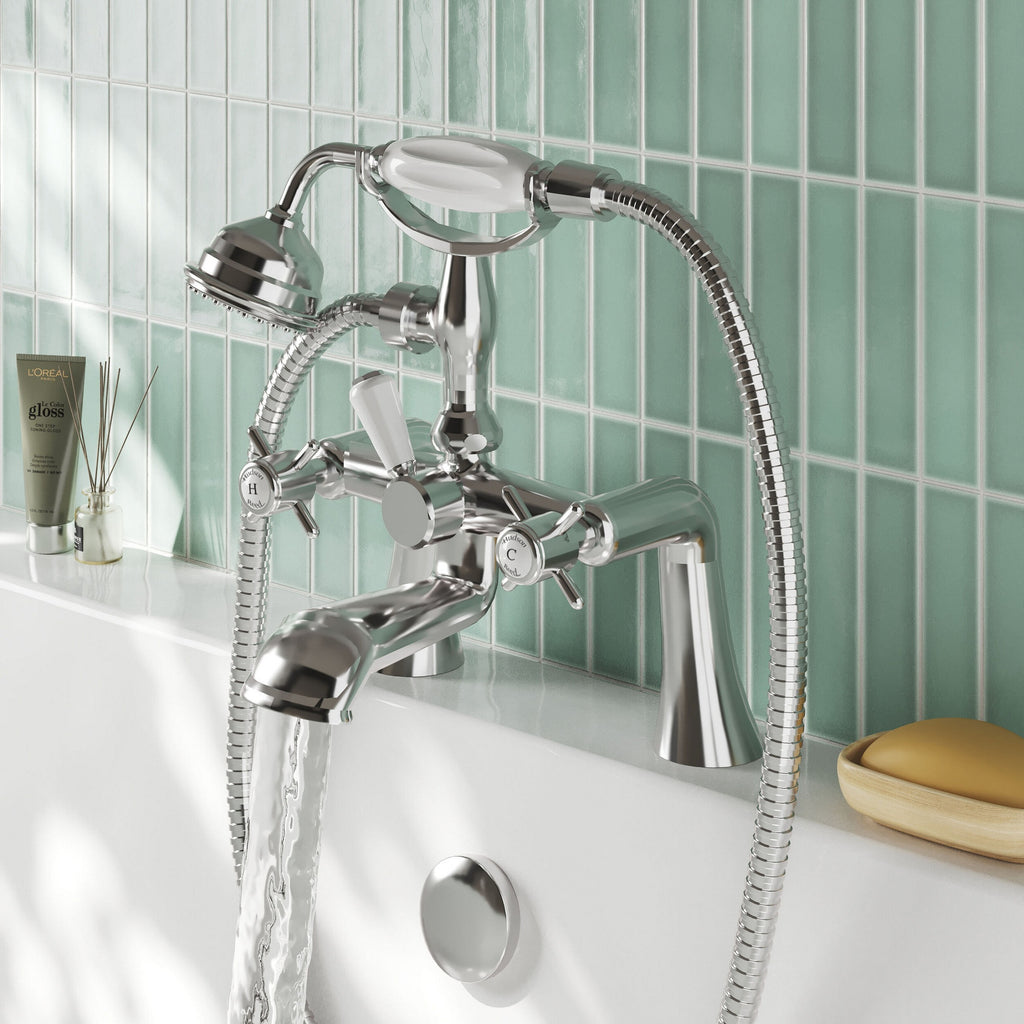 Montane Traditional Chrome 1/2 Bath Shower Mixer Crosshead 2 Hole 115mm