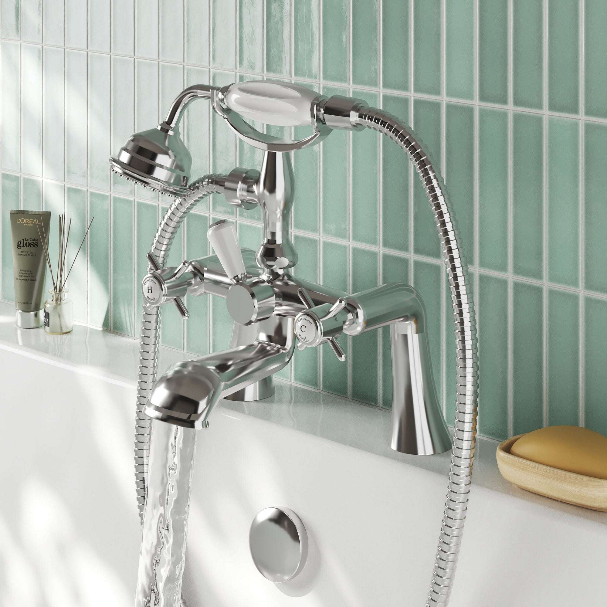 Montane Traditional Chrome 1/2 Bath Shower Mixer Crosshead 2 Hole 115mm