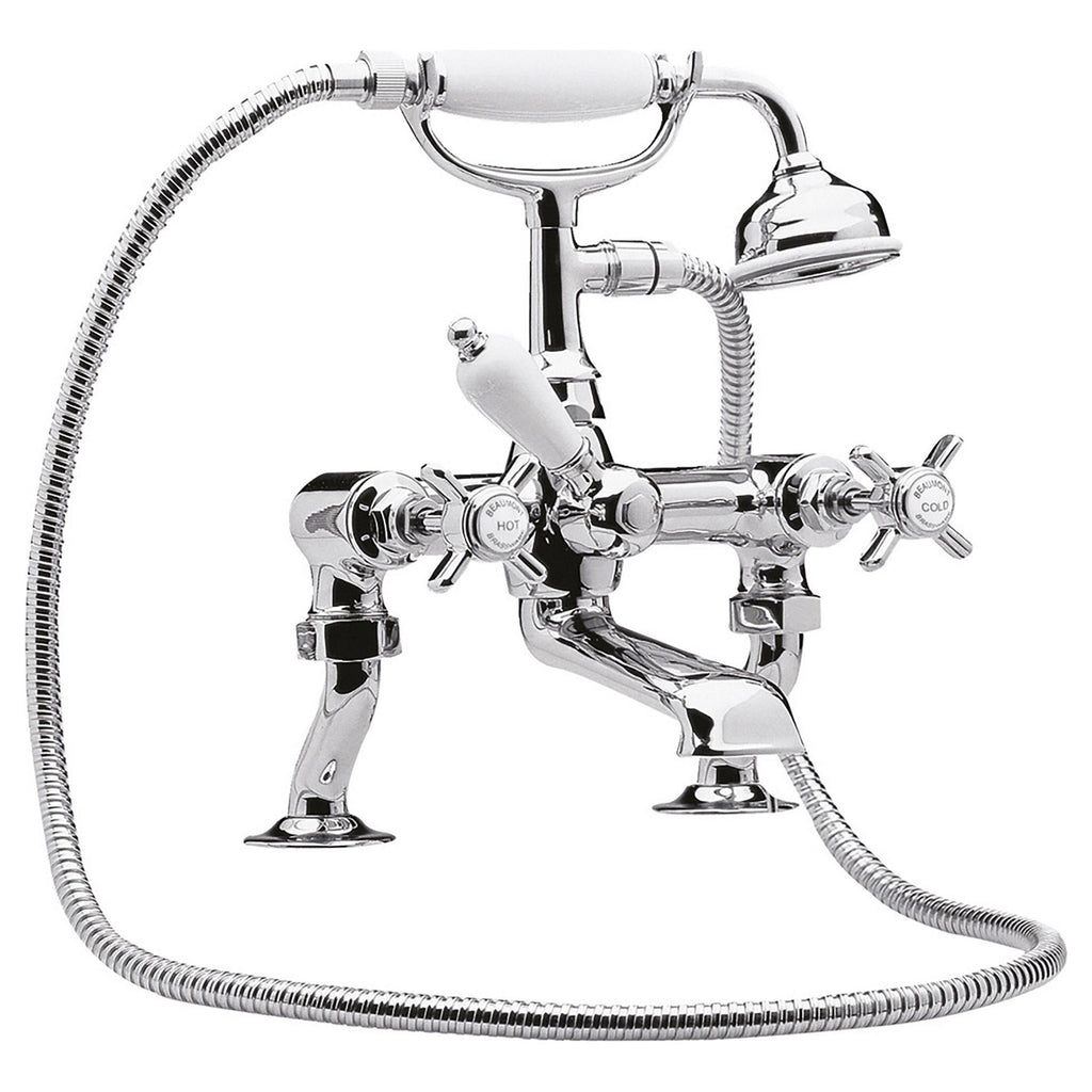 Montane Traditional Chrome 3/4 Cranked Bath Shower Mixer Crosshead 2 Hole