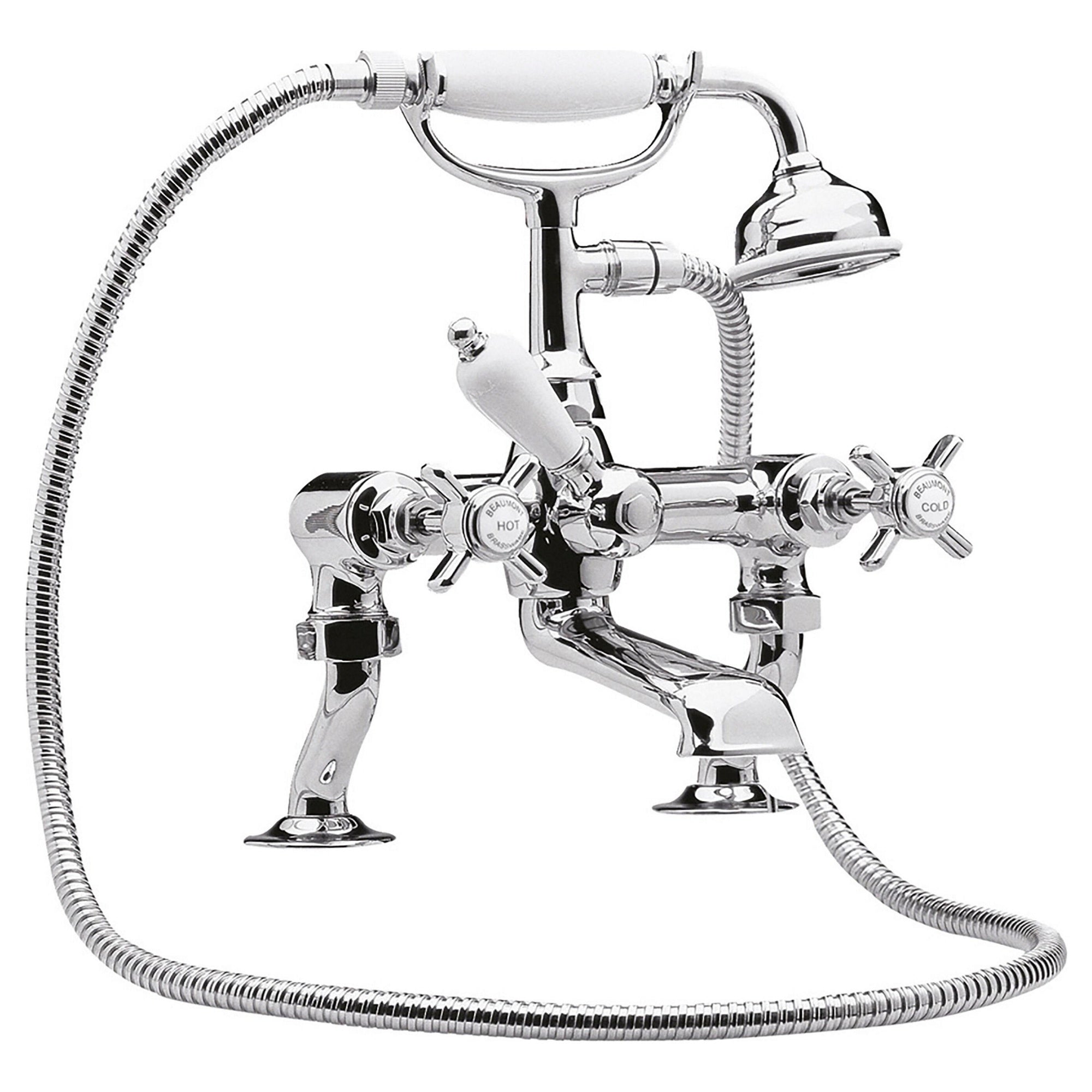 Montane Traditional Chrome 3/4 Cranked Bath Shower Mixer Crosshead 2 Hole