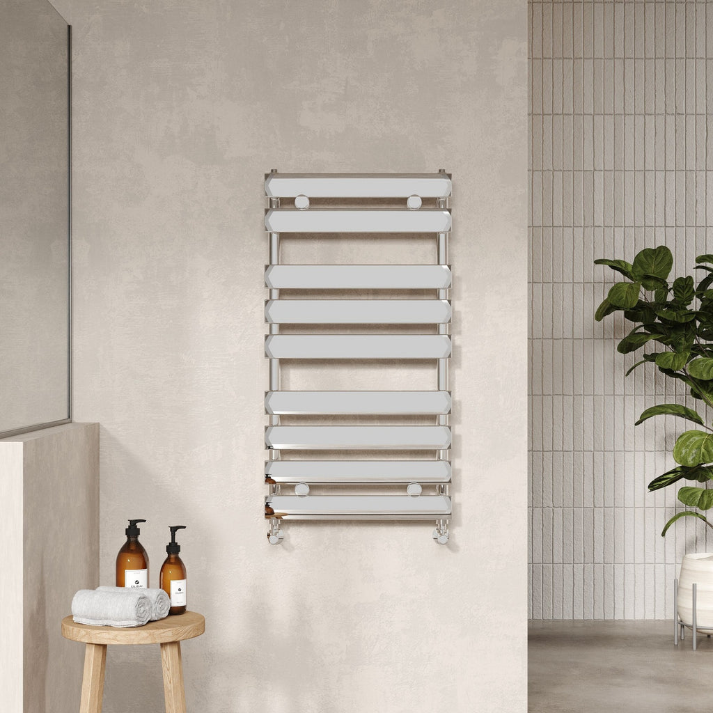 Heated Towel Rail 950 X 500mm Chrome 915 BTU 450 Pipe Centres
