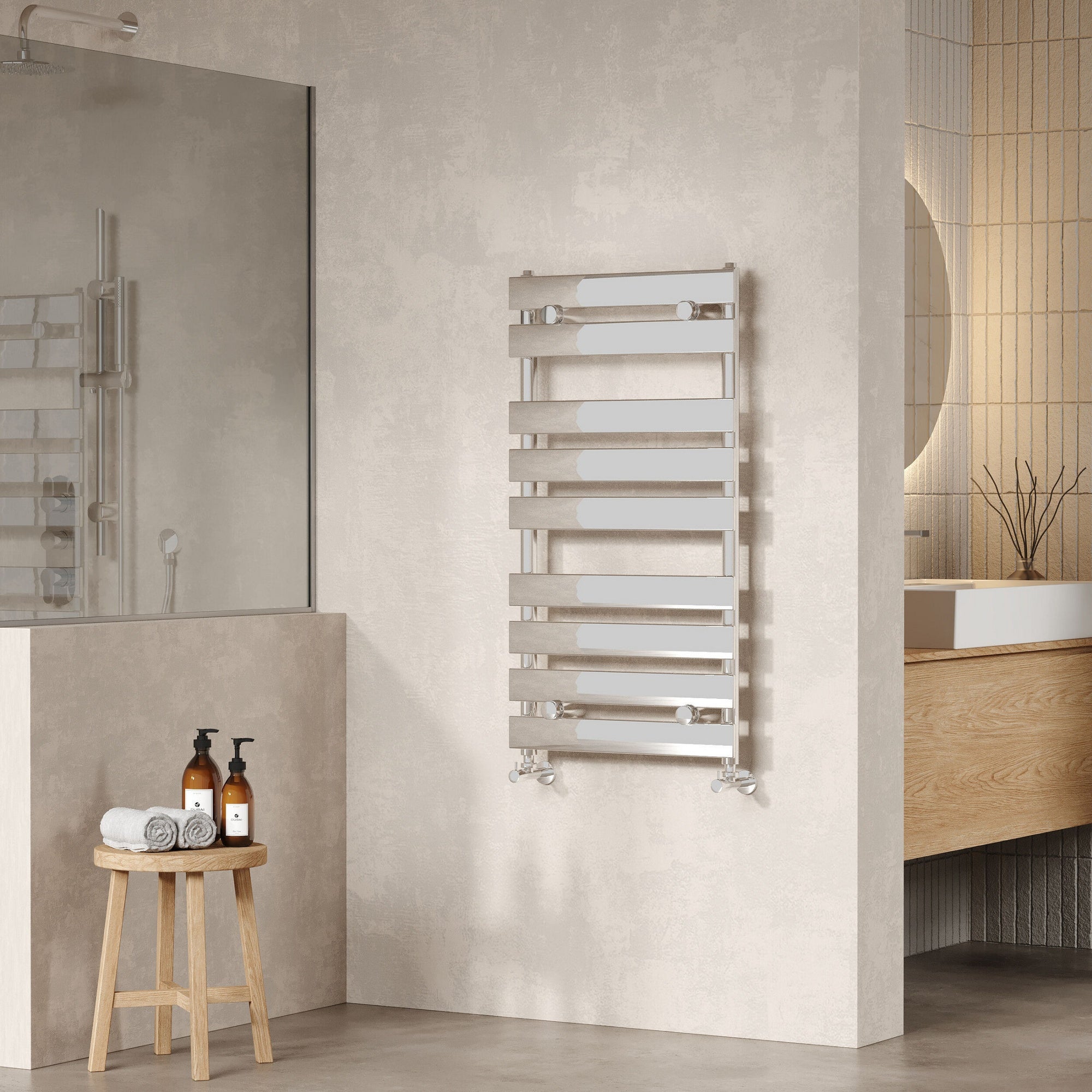 Heated Towel Rail 950 X 500mm Chrome 915 BTU 450 Pipe Centres