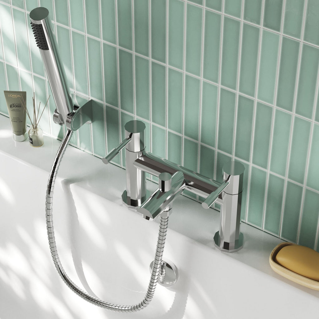 Ratio Contemporary Chrome Bath Shower Mixer Lever 2 Hole 115mm Projection