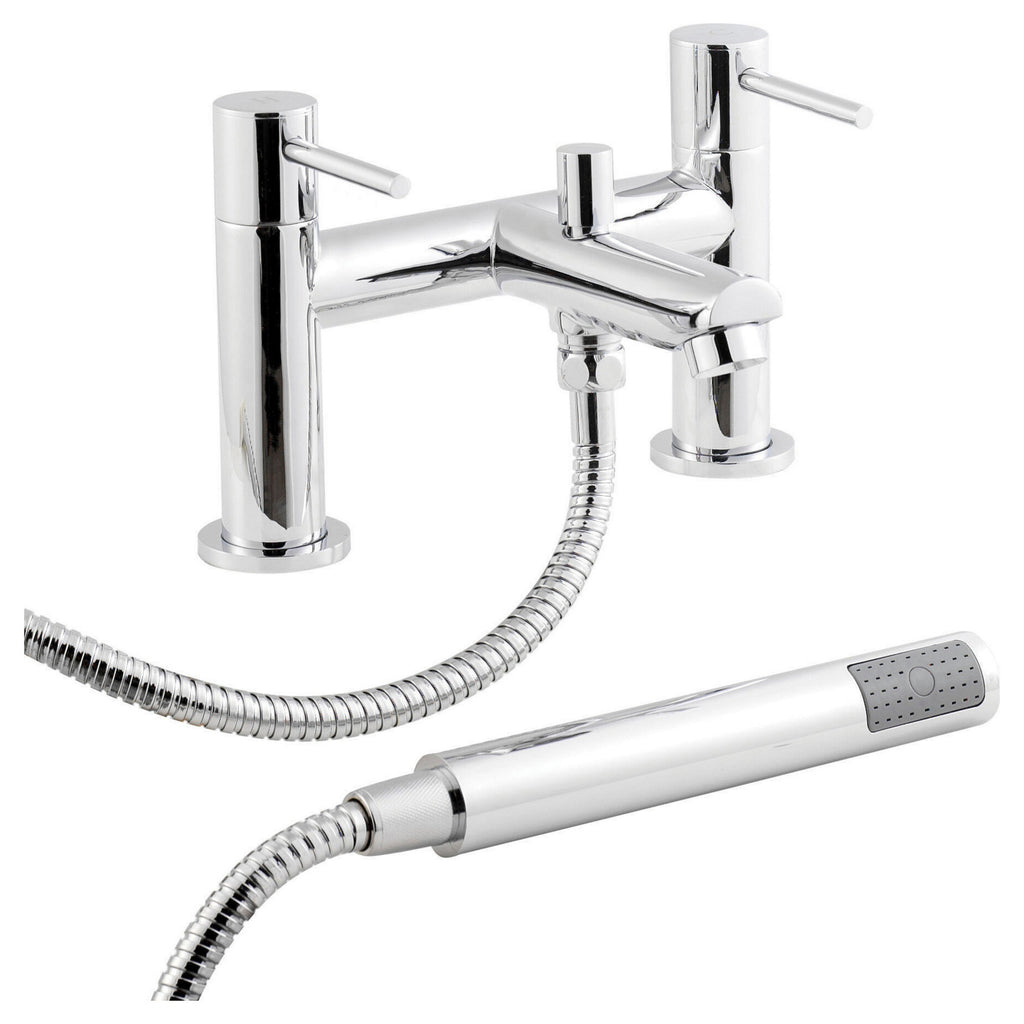 Ratio Contemporary Chrome Bath Shower Mixer Lever 2 Hole 115mm Projection