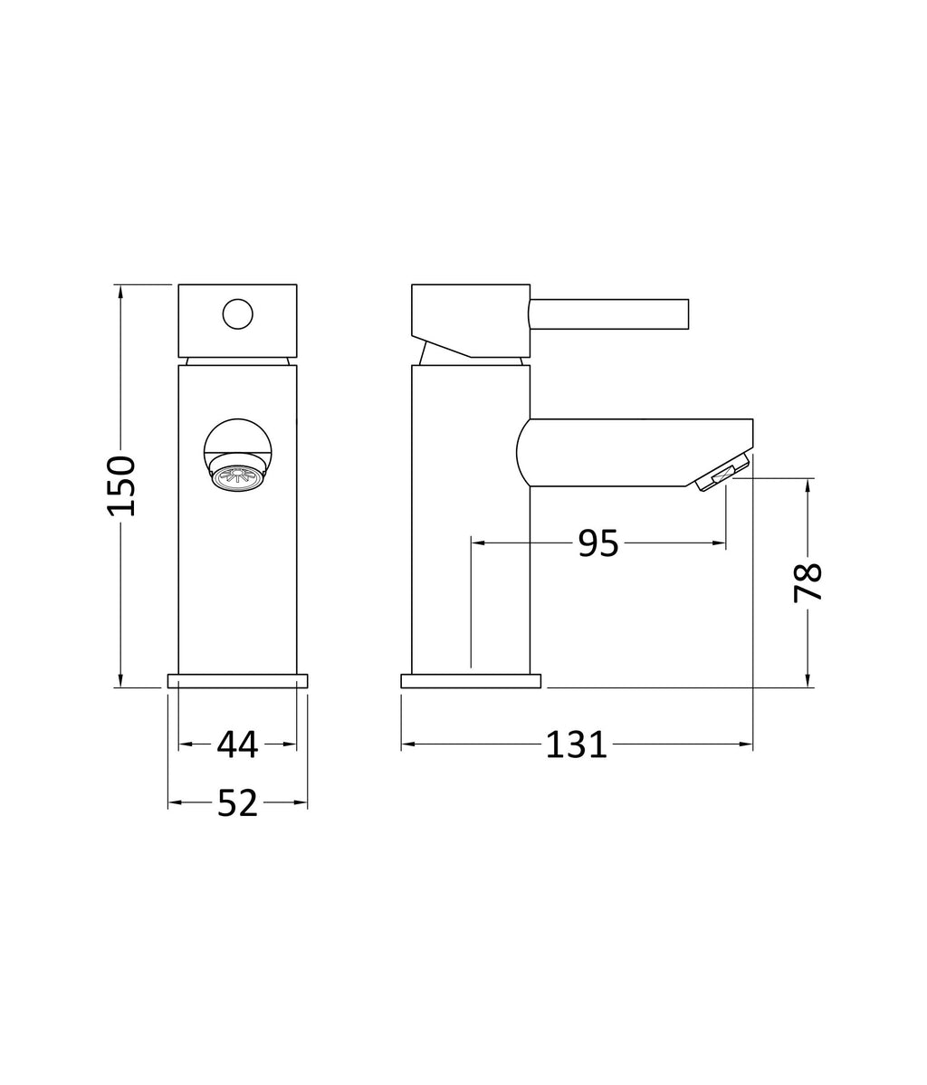 Nuie Series 2 Chrome Single Lever Mono Basin Mixer with Push Button Waste