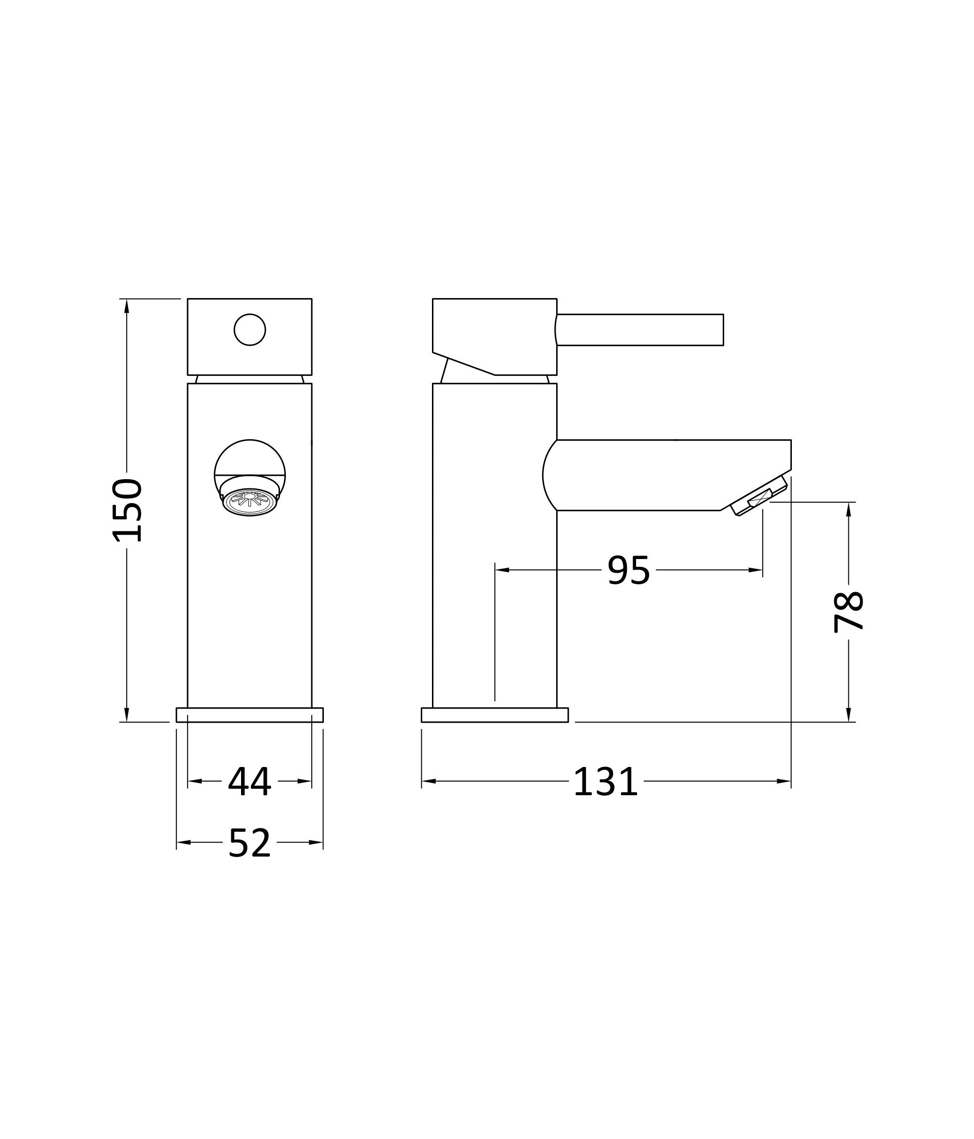 Nuie Series 2 Chrome Single Lever Mono Basin Mixer with Push Button Waste