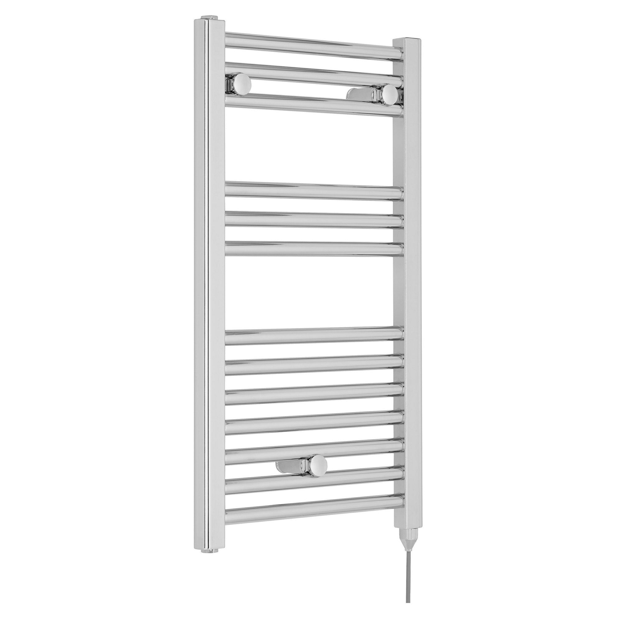 Electric Chrome Towel Rail 720x400mm 200w 683 BTU 355 Pipe Centres