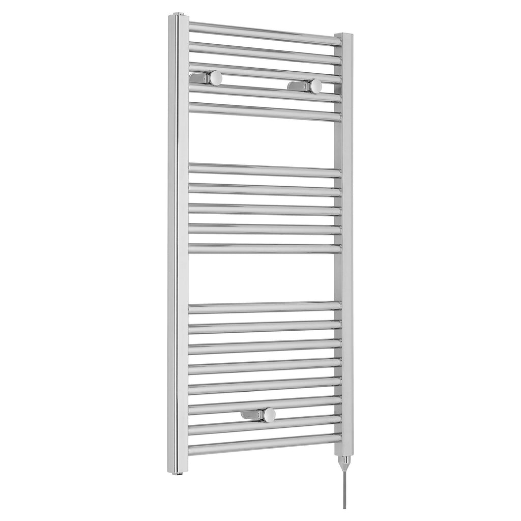 Electric Chrome Towel Rail 920x480mm 300w 1024 BTU 435 Pipe Centres