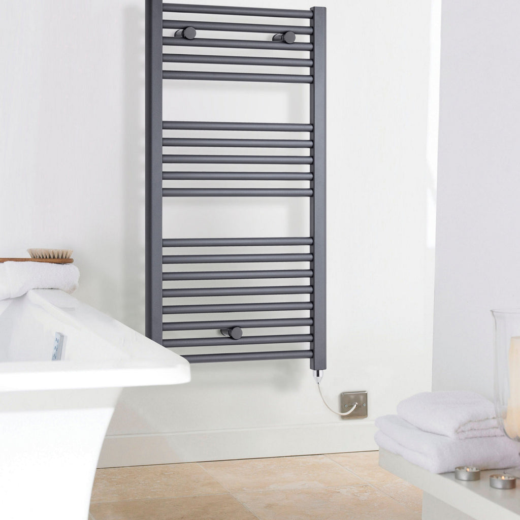 Electric Anthracite Towel Rail 720x400mm 300w 1024 BTU 355 Pipe Centres