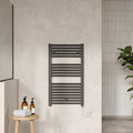 Electric Anthracite Towel Rail 920x480mm 500w 1706 BTU 435 Pipe Centres
