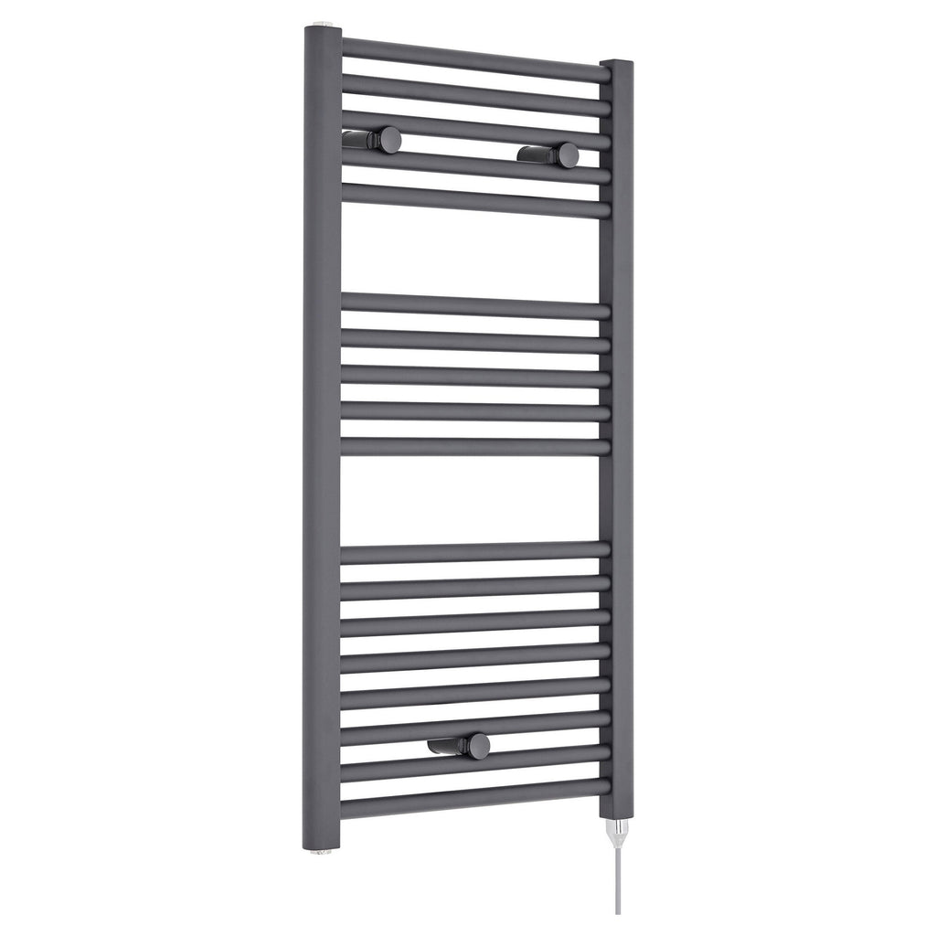 Electric Anthracite Towel Rail 920x480mm 500w 1706 BTU 435 Pipe Centres