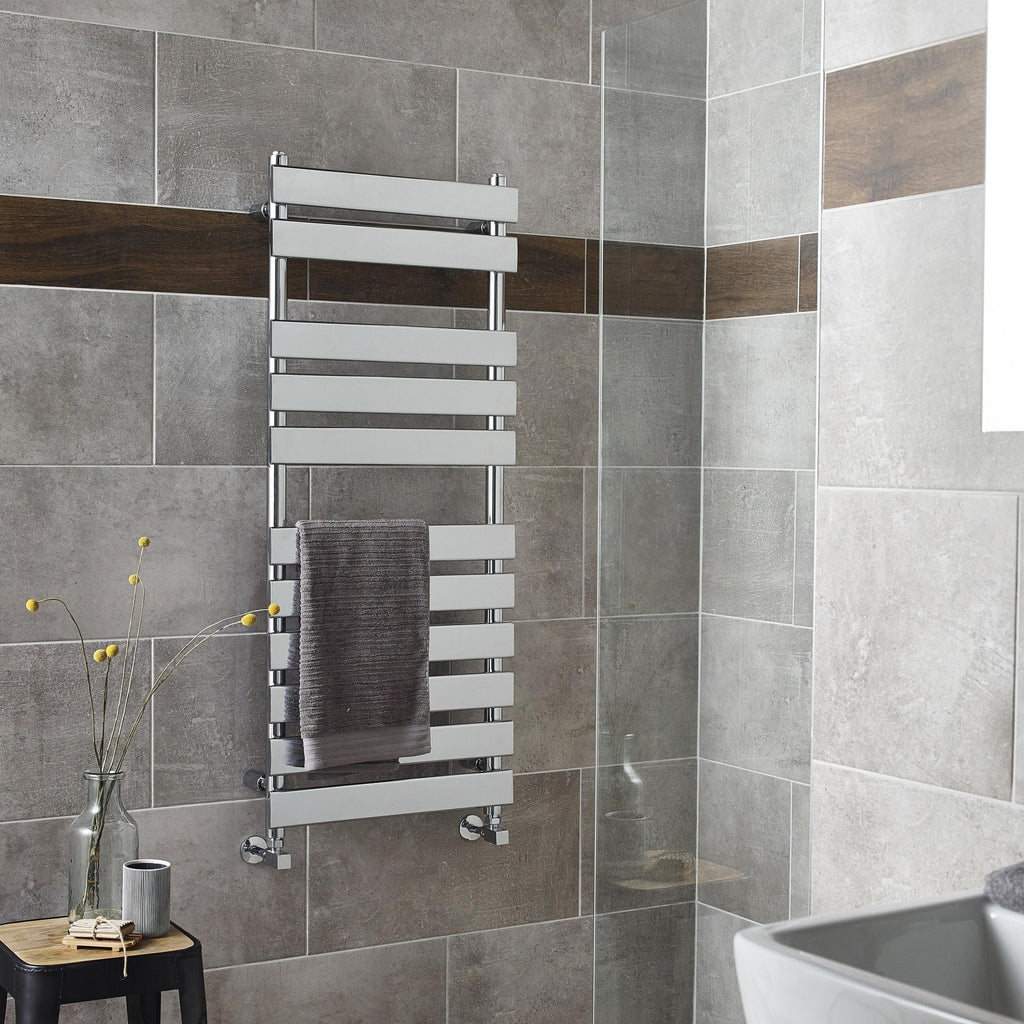 Heated Towel Rail 1200 X 500mm Chrome 1058 BTU 450 Pipe Centres
