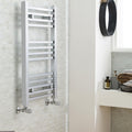 Chrome Square Ladder Rail 800x500mm 782 BTU 500 Pipe Centres
