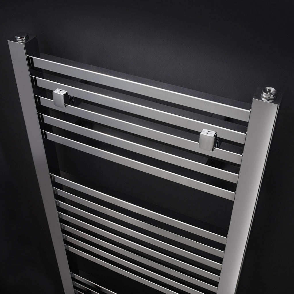 Chrome Square Ladder Rail 800x500mm 782 BTU 500 Pipe Centres