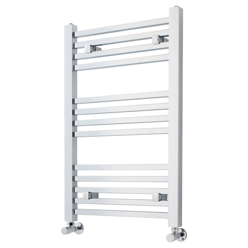 Chrome Square Ladder Rail 800x500mm 782 BTU 500 Pipe Centres