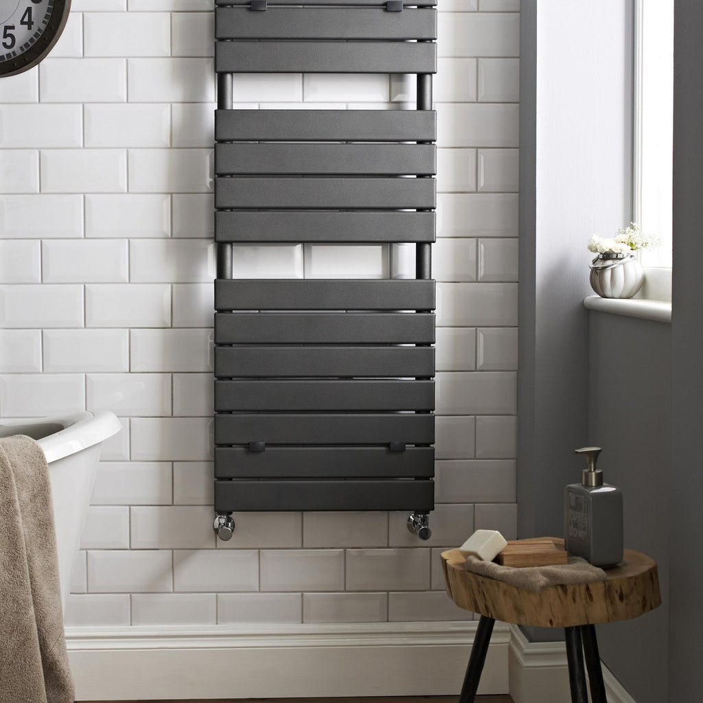 Quadrance Anthracite Heated Towel Rail 1213x500mm 2014 BTU 450 Pipe Centres