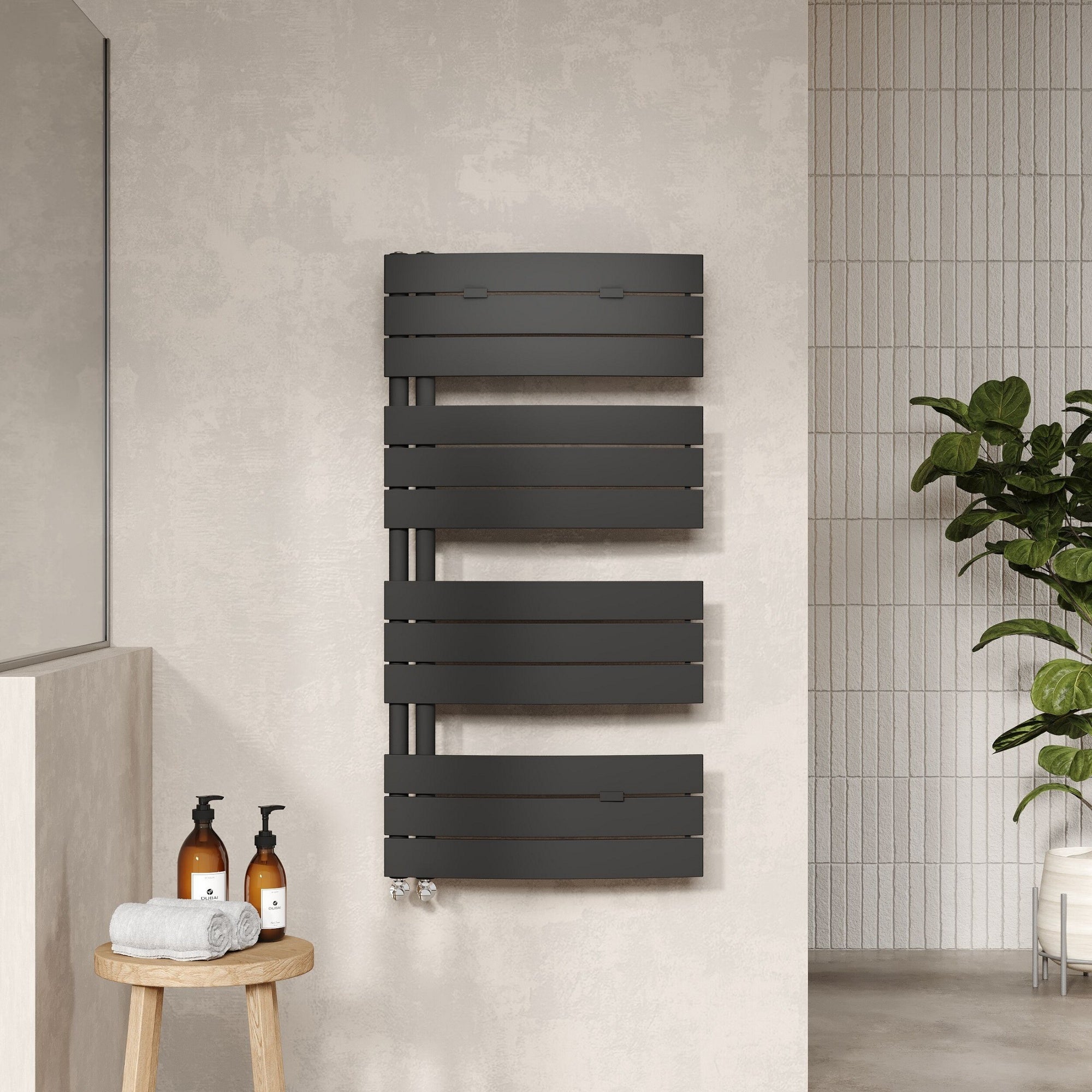 Aura Anthracite Heated Towel Rail 1080x550mm 1706 BTU 50 Pipe Centres