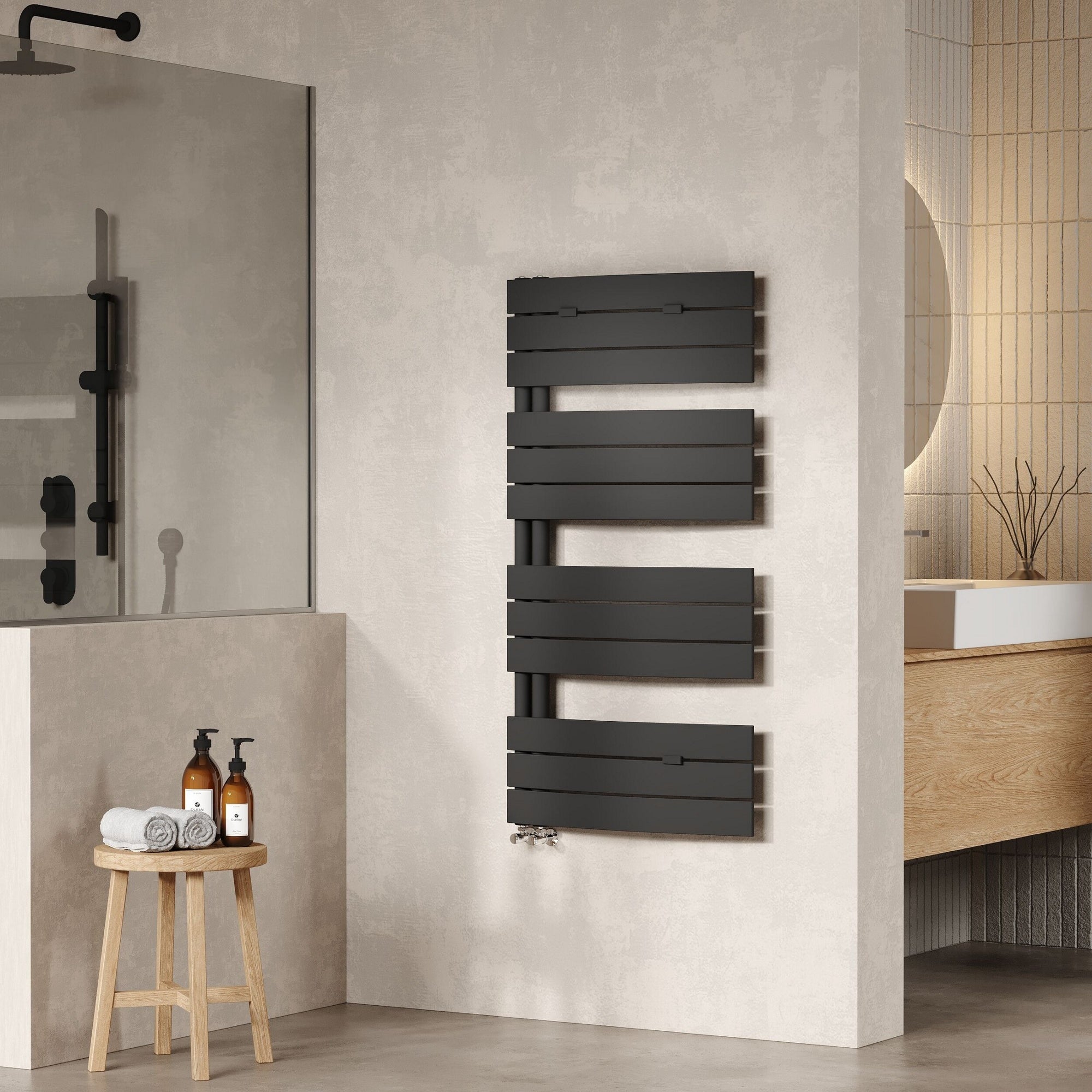 Aura Anthracite Heated Towel Rail 1080x550mm 1706 BTU 50 Pipe Centres