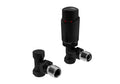 Designer Black Thermostatic Radiator Valve Twin Pack TRV Angled 15mm