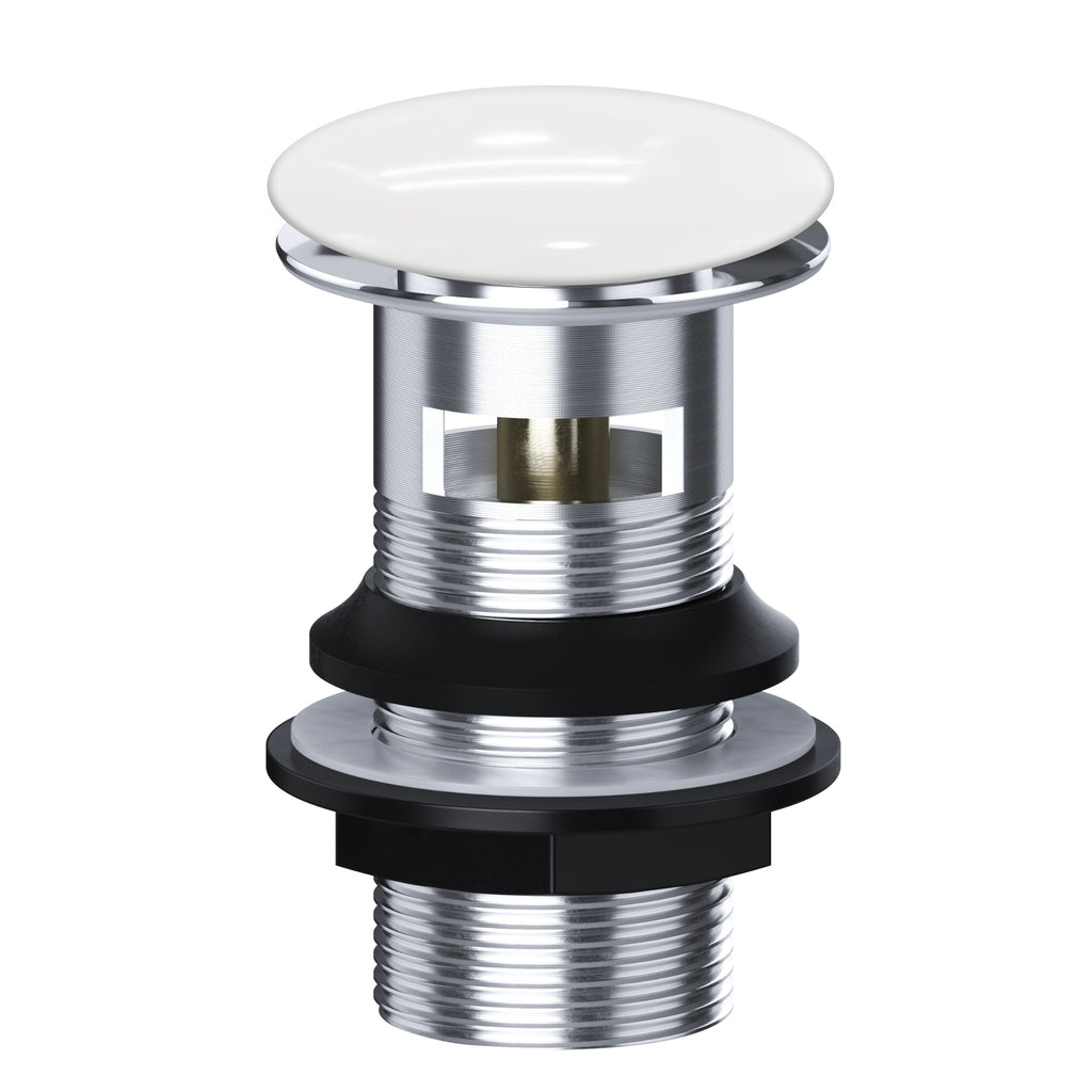 Premium Chrome Slotted Clicker Waste with Porcelain Mushroom Head for Basin Sinks