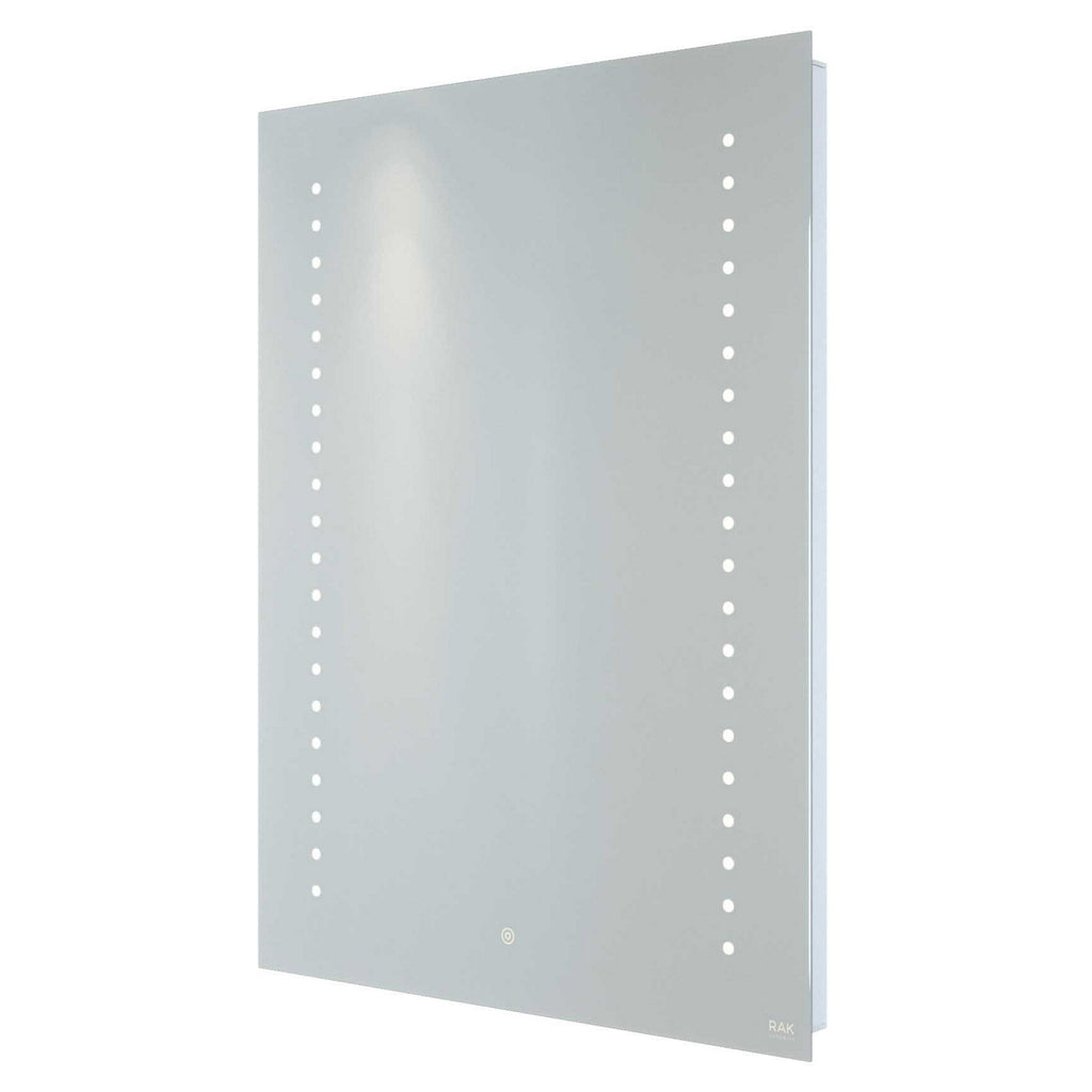 RAK Hestia 600x800mm Square Illuminated Bathroom Mirror with Demister, Shaver Socket & Touch Control, Silvery White IP44