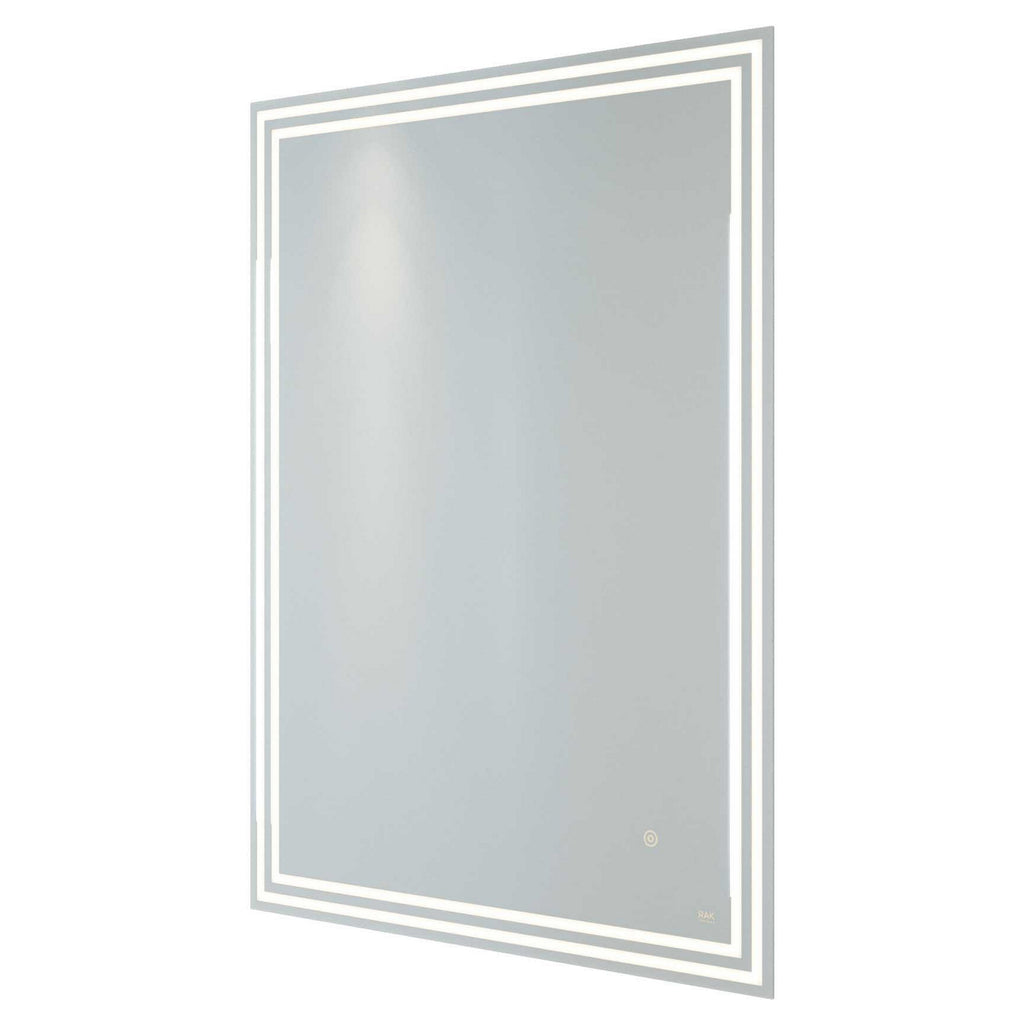 RAK Hermes 600x800mm Rectangular Illuminated Bathroom Mirror with Touch Sensor, Demister & Shaving Socket, IP44