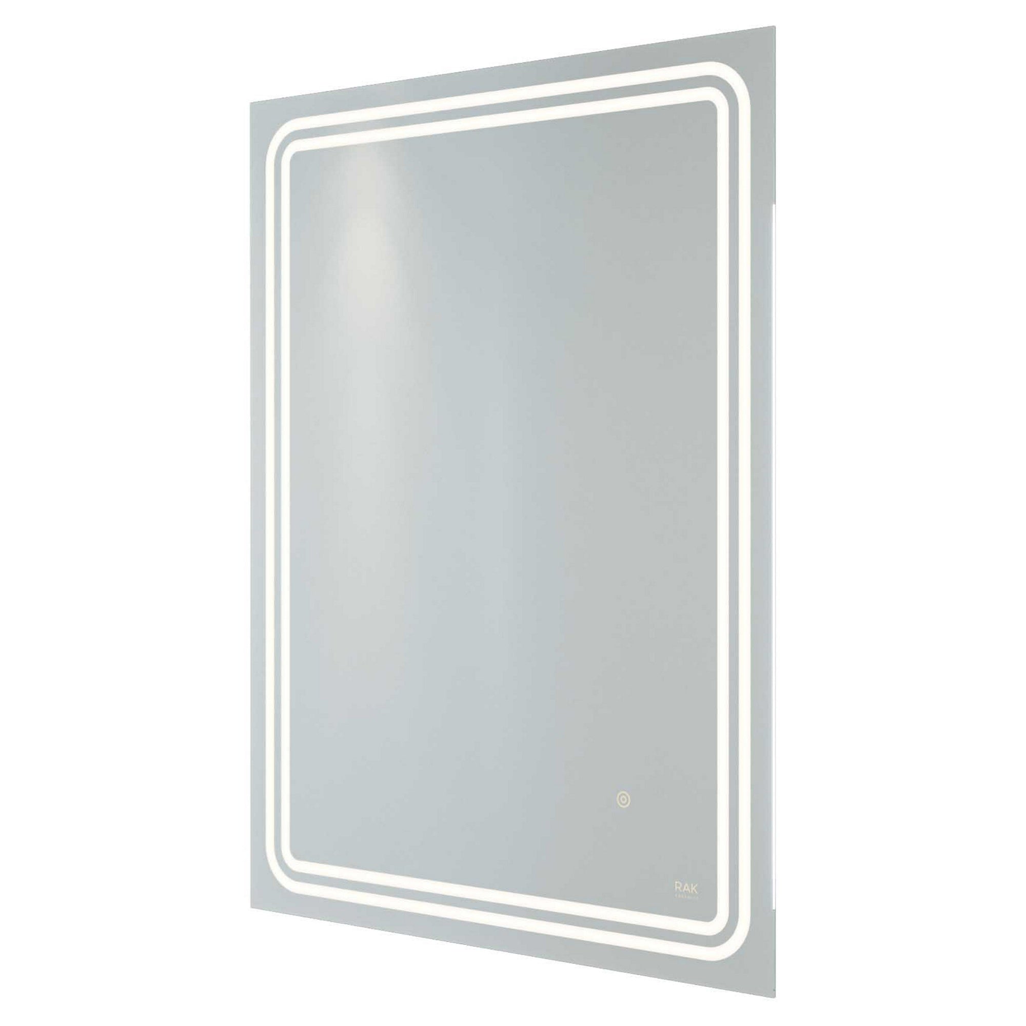 RAK Pluto 600x800mm LED Illuminated Bathroom Mirror with Demister & Shaving Socket - IP44 Rated