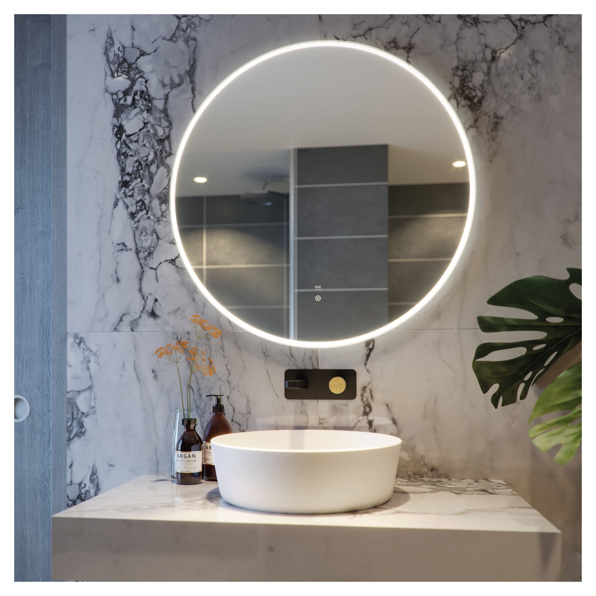 RAK Scorpio 800mm Round LED Bathroom Mirror with Touch Sensor & Demister Pad, IP44