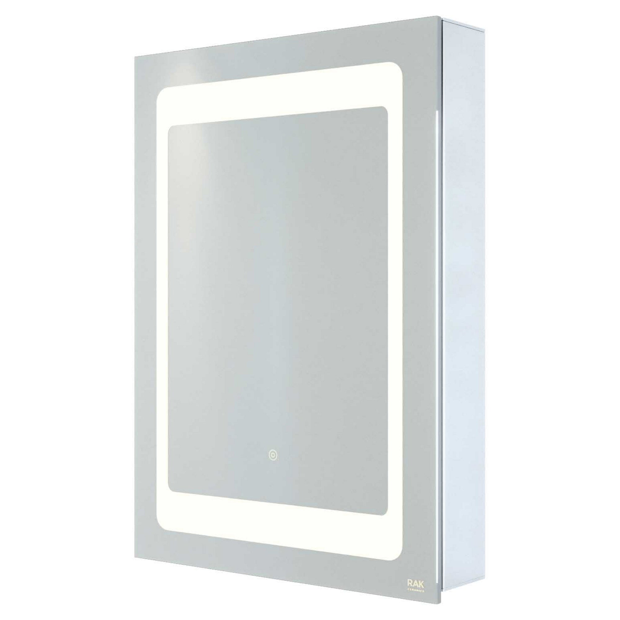 RAK Aphrodite 500x700mm Rectangular Illuminated Bathroom Mirror Cabinet with Demister, Shaving Socket, Touch Sensor & IP44 Rating