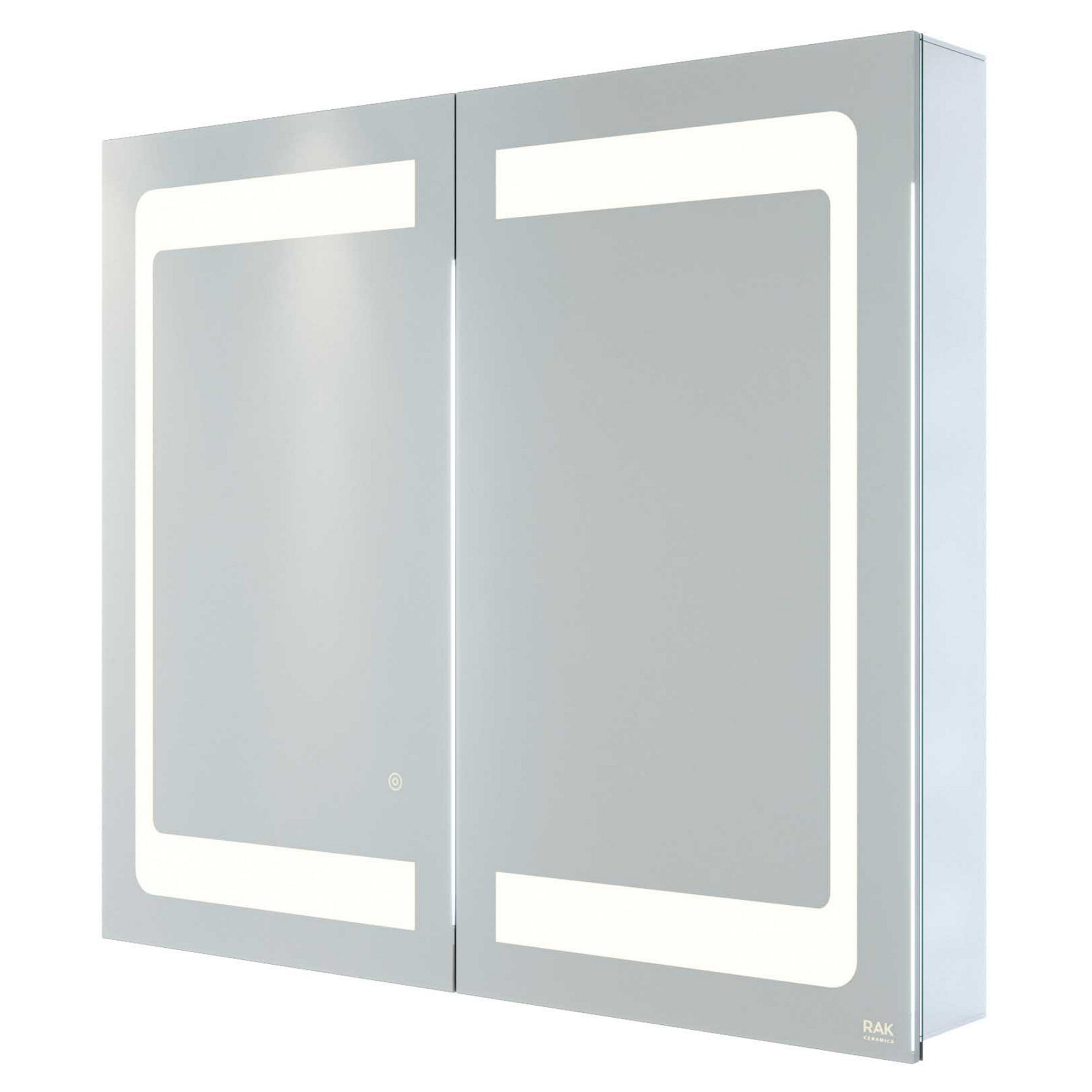 RAK Aphrodite 800x700mm Illuminated Bathroom Mirror Cabinet with Touch Sensor, Demister & Shaving Socket, IP44