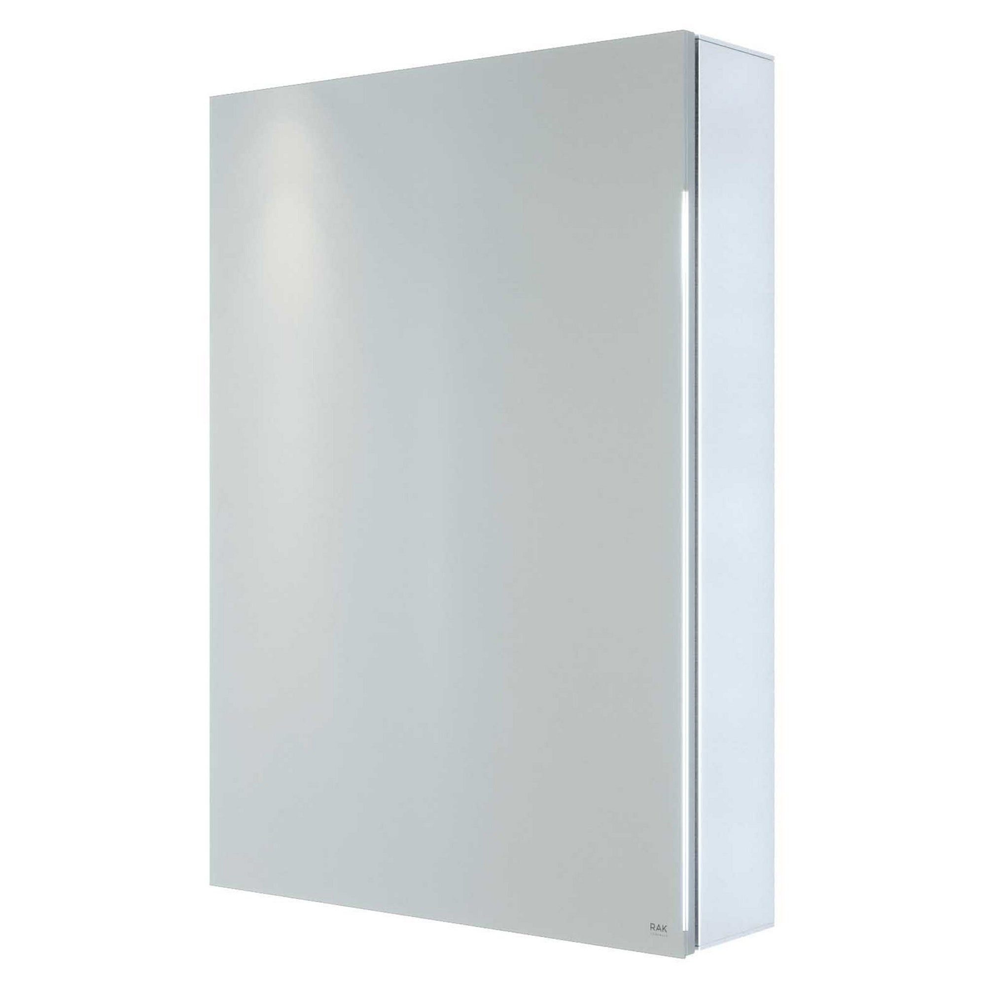 RAK Gemini 500x700mm Silvery White Square LED Illuminated Bathroom Mirror Cabinet