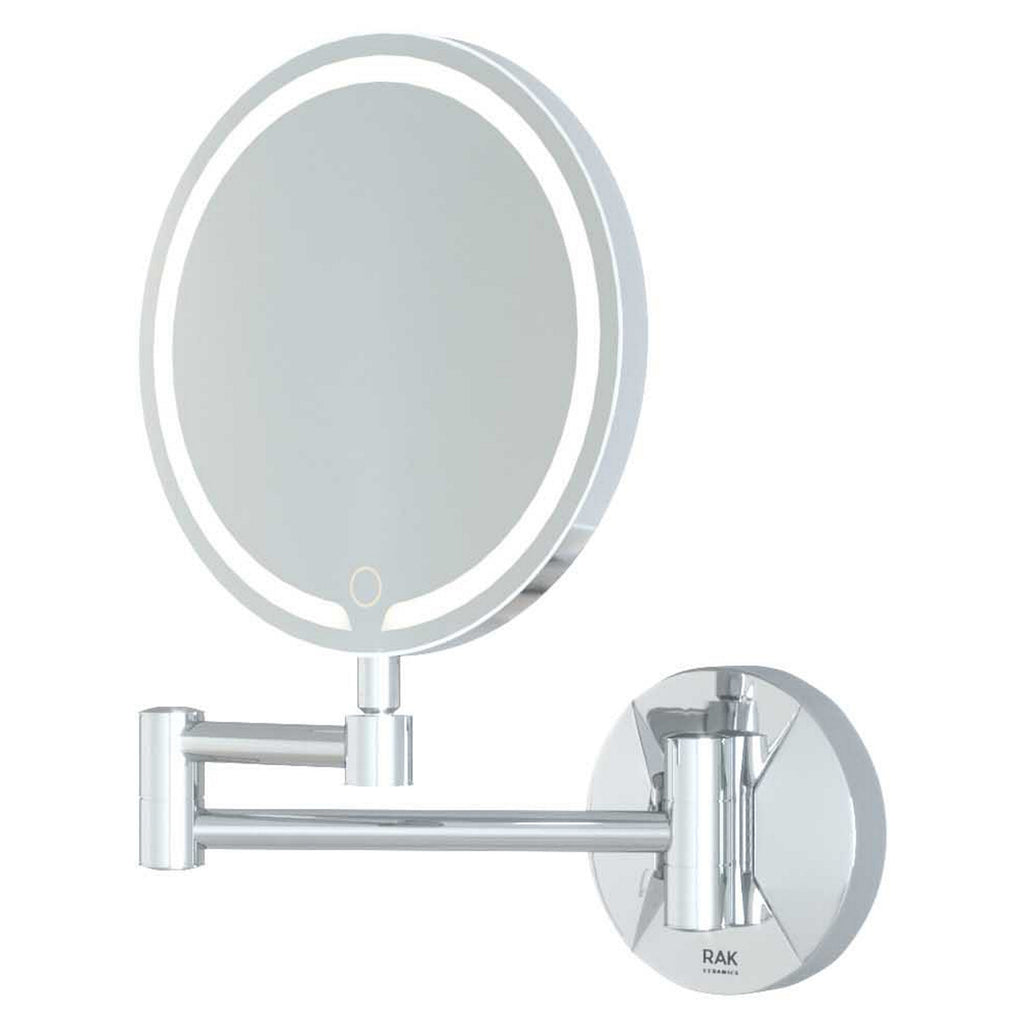 RAK Demeter Chrome Round LED Illuminated Magnifying Extending Bathroom Mirror IP44