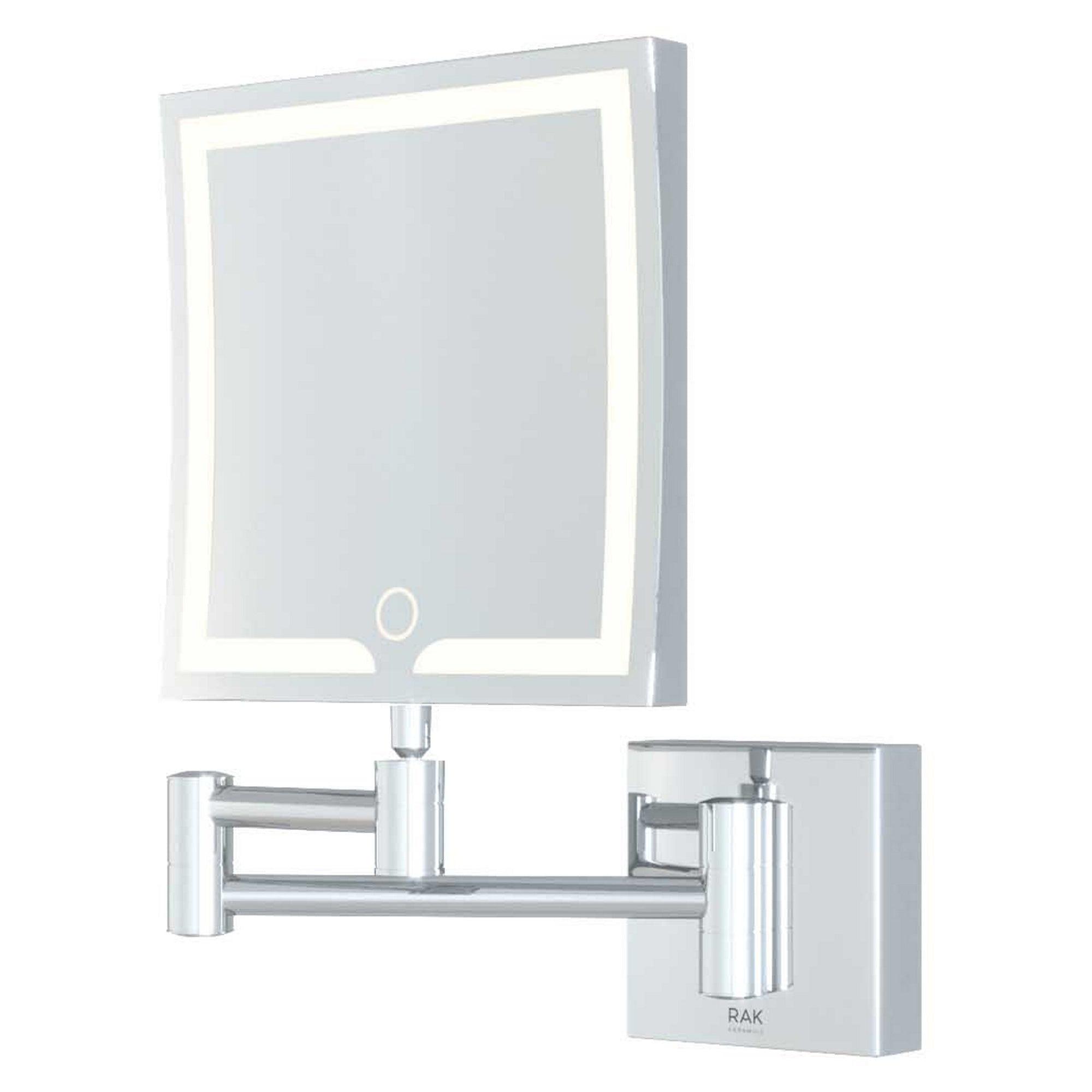 RAK Demeter 200x264mm Chrome Extending Square LED Bathroom Mirror with Touch Sensor, IP44 Rated
