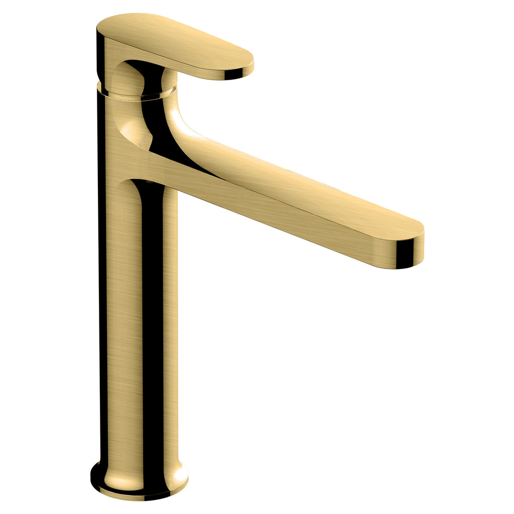 RAK Portofino Mid Height Brushed Gold Basin Mixer Tap - Durable Solid Brass, Contemporary Design