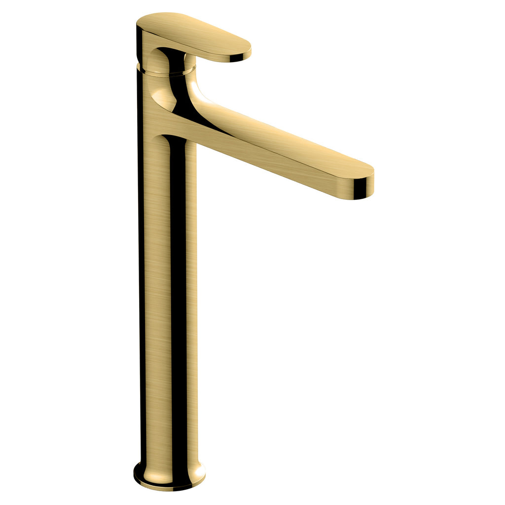 RAK Portofino Tall Brushed Gold Modern Basin Mono Mixer Tap - Solid Brass Construction
