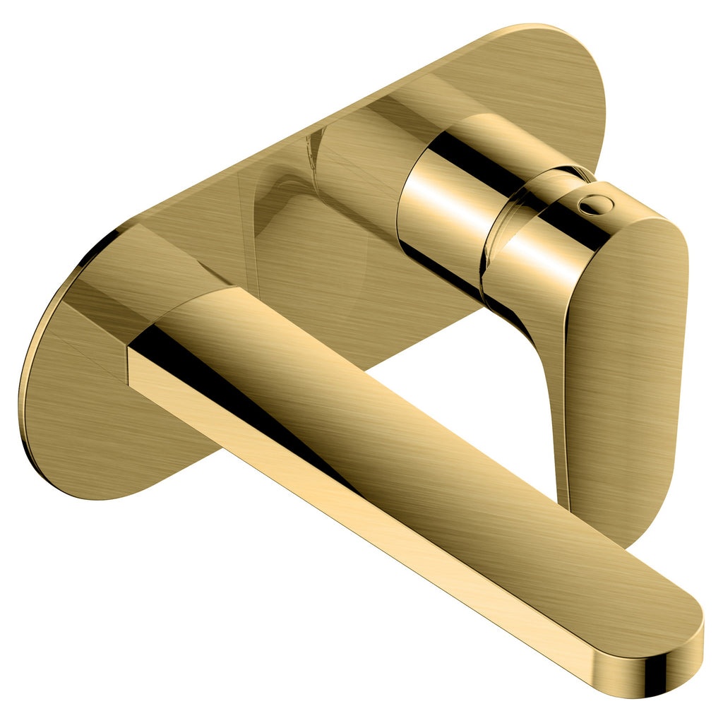 RAK Portofino Modern Brushed Gold Wall-Mounted Basin Mixer Tap, Solid Brass Construction