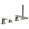 RAK Portofino 4-Hole Brushed Nickel Bath Shower Mixer Tap with Handset - Solid Brass, Modern Design