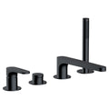 RAK Portofino 4 Hole Matt Black Bath Shower Mixer Tap with Handset - Solid Brass, Deck Mounted