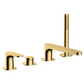 RAK Portofino Modern 4-Hole Brushed Gold Bath Shower Mixer Tap - Solid Brass with Handset