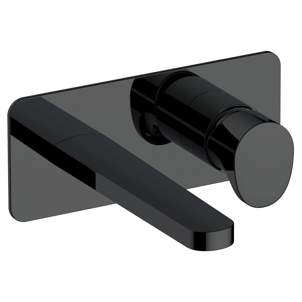 RAK Positano Matt Black Modern Wall Mounted Basin Mixer Tap - Durable Solid Brass Construction