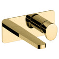 RAK Positano Wall Mounted Basin Mixer Tap - Modern Brushed Gold Solid Brass Design with 15-Year Guarantee