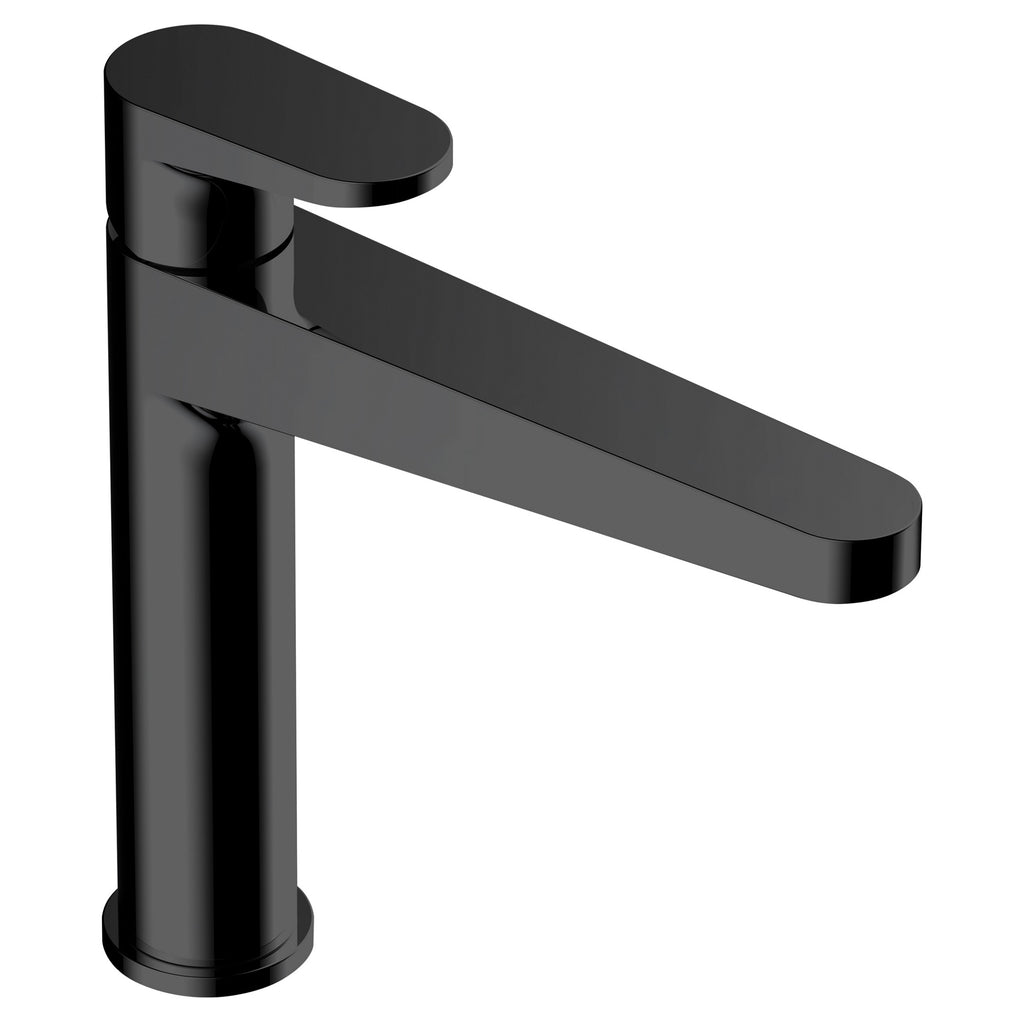 RAK Ischia Matt Black Basin Mono Mixer Tap - Mid Height, Solid Brass, 15 Year Guarantee