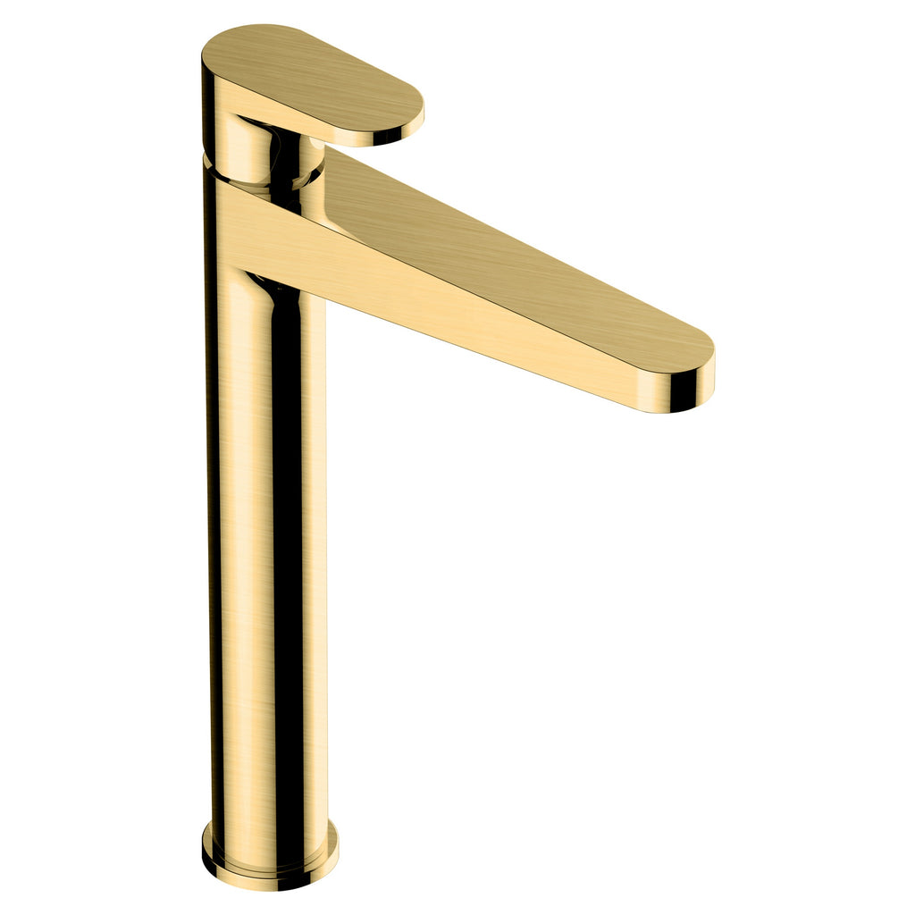 RAK Ceramics Ischia Tall Brushed Gold Basin Mixer Tap - Solid Brass, Single Lever