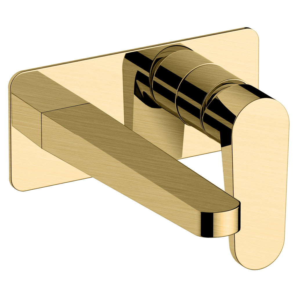 RAK Ischia Wall Mounted Basin Mixer Tap - Brushed Gold Finish, Solid Brass, Modern Design