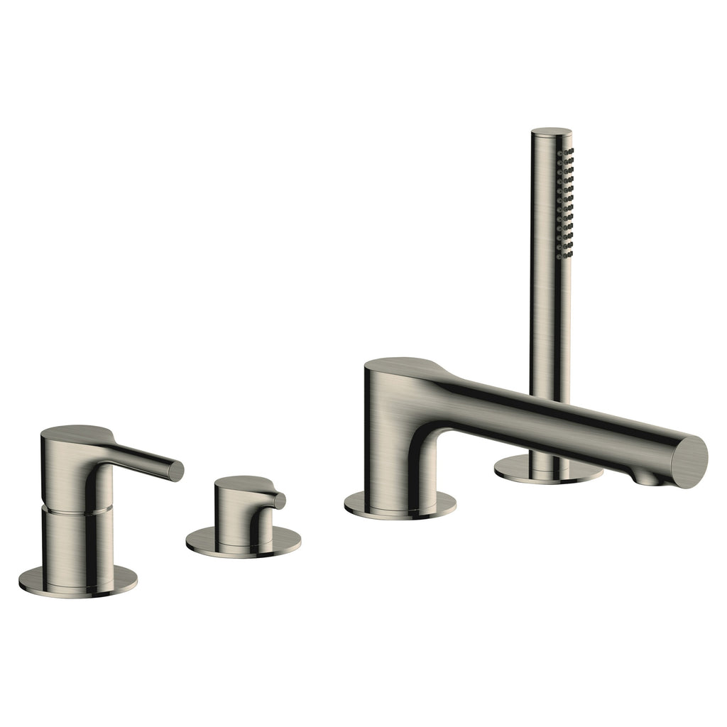 RAK Sorrento Brushed Nickel 4 Hole Deck Mounted Bath Shower Mixer Tap with Handset